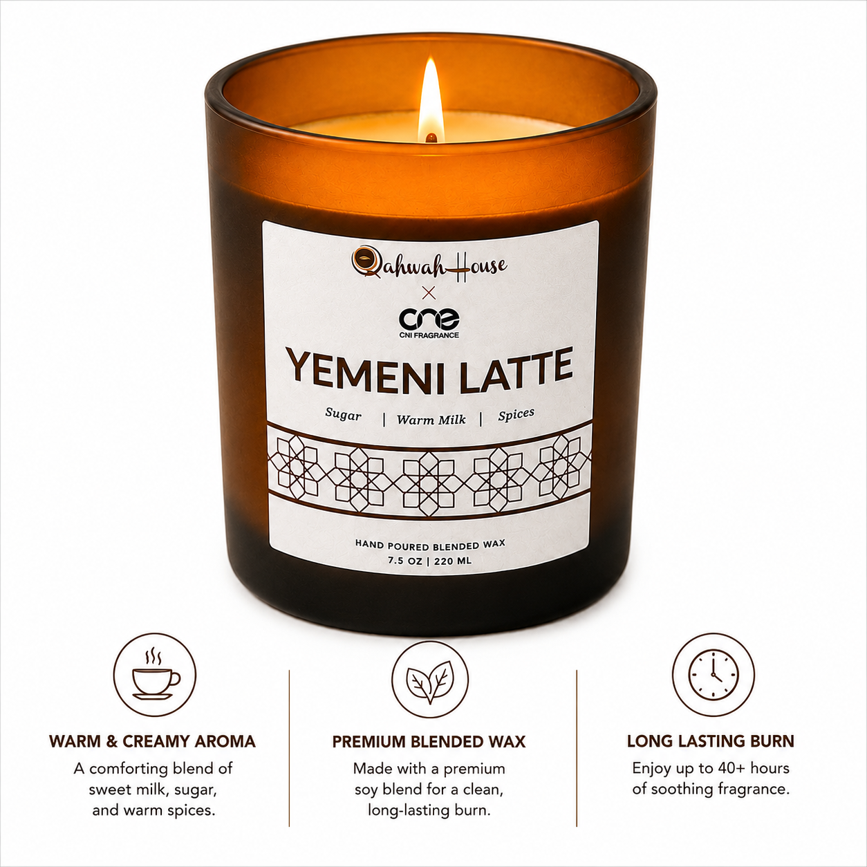 Yemeni Latte Scented Candle - Sweet Creamy Milk & Spice Scent CN1 Fragrance