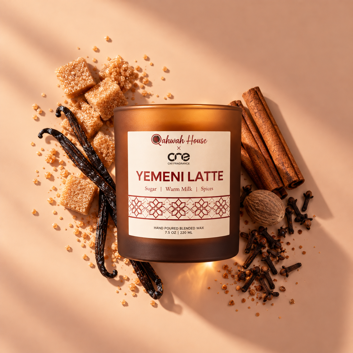 Yemeni Latte Scented Candle - Sweet Creamy Milk & Spice Scent CN1 Fragrance